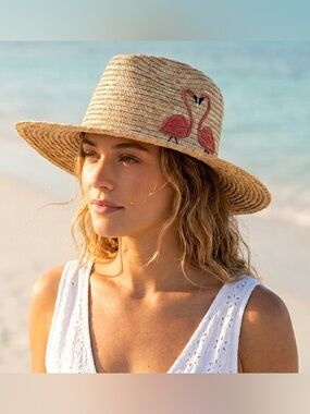 San Diego Hat Co. Flamingo Straw Sun Hat - NWT